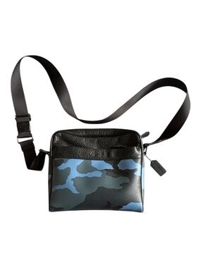 Coach Black & Blue Camouflage Leather Messenger Bag